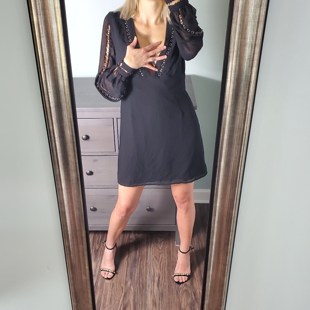 SOLD -NWOT KEEPSAKE Black Deep V Neck Mini Dress - Picture 2 of 6
